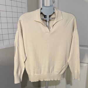 Lands' End Women's V-Neck Sweater - Cream